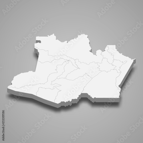 amazonas 3d map state of Brazil Template for your design