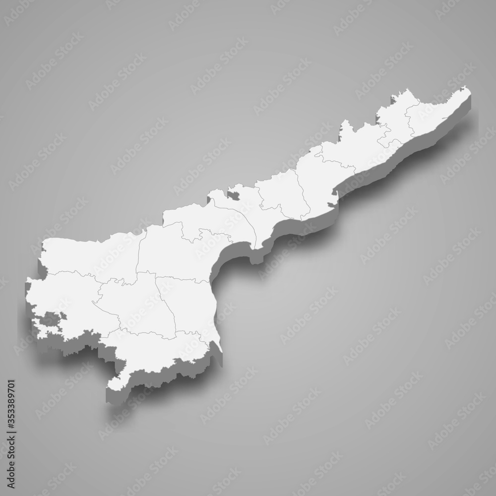 andhra pradesh 3d map state of India Template for your design