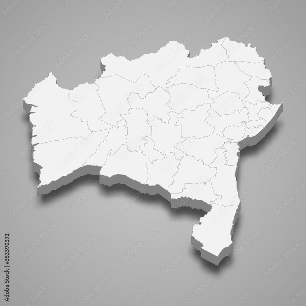 Bahia 3d map state of Brazil Template for your design Bahia 3d map state of Brazil Template for your design