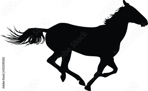 A vector silhouette of a horse running.