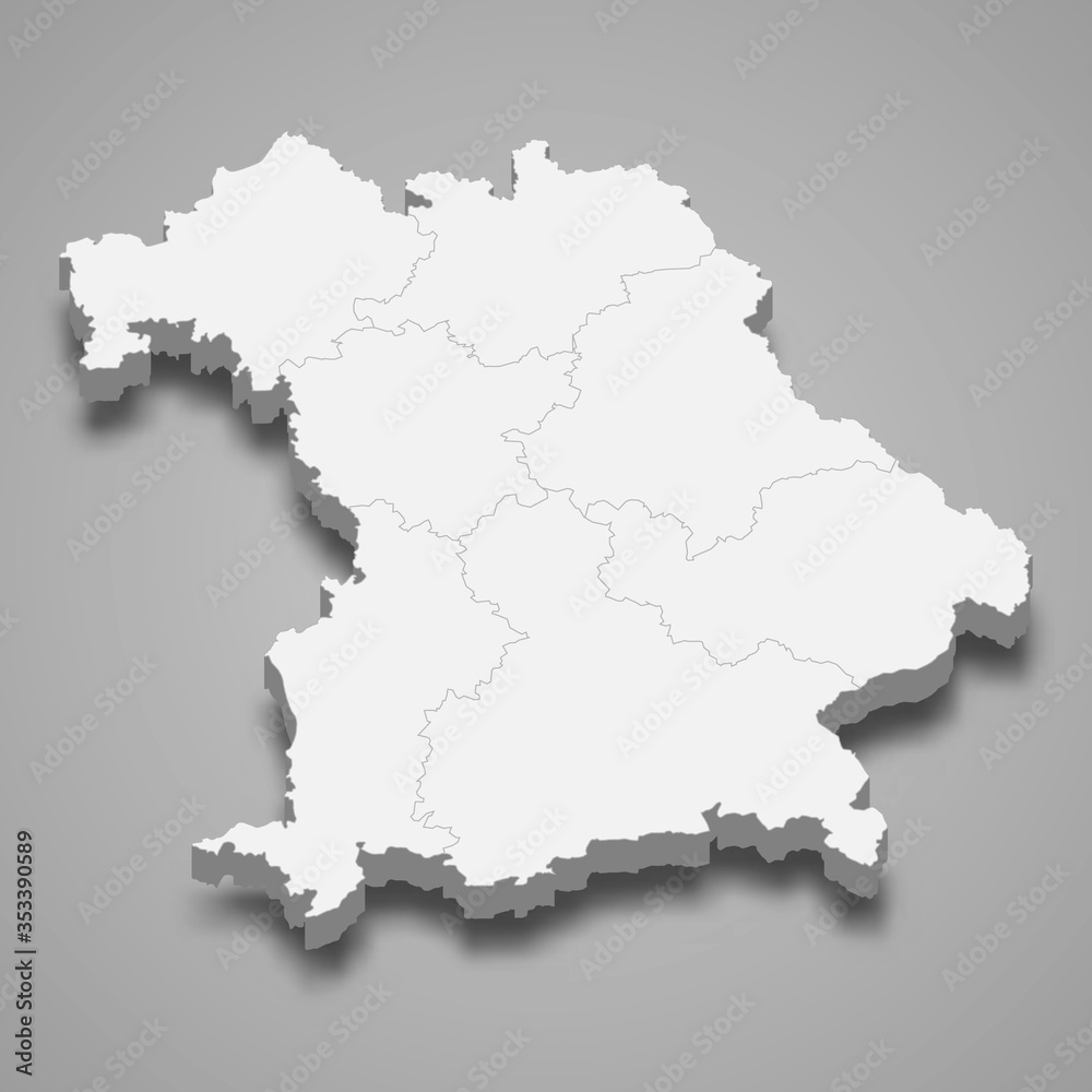 Bayern 3d map state of Germany Template for your design