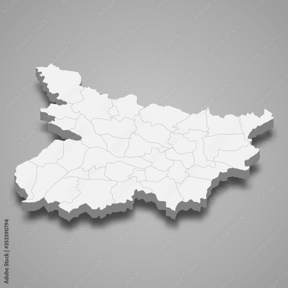 Bihar 3d map state of India Template for your design