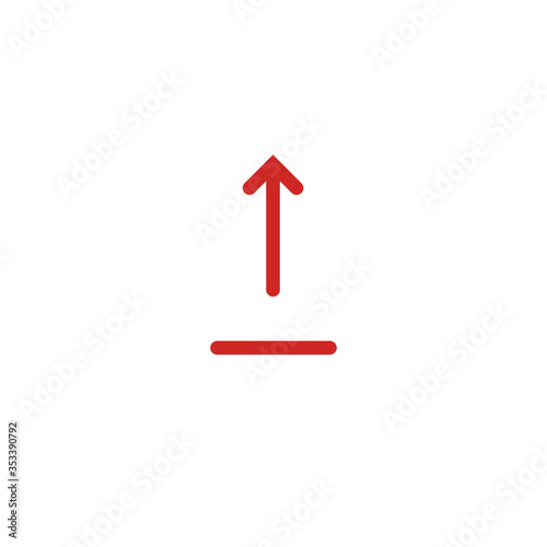 Share content icon. Upload media symbol. User interface button. Up. Straight arrow for multimedia navigation. Networking. Send sign for web and mobile app. Simple arrow from line. Vector.