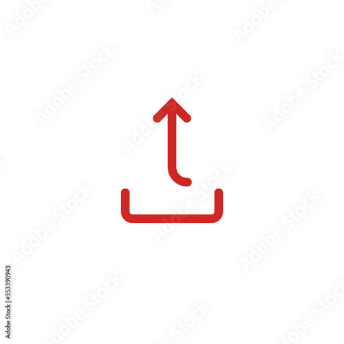 Share content icon. Upload media symbol. User interface button. Up. Curved arrow for multimedia navigation. Networking. Send sign for web and mobile app. Simple arrow from base. Vector.