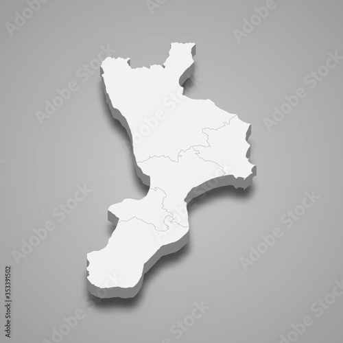 calabria 3d map region of Italy Template for your design