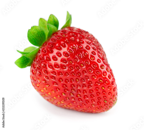 Strawberry on white background. Fresh sweet fruit closeup