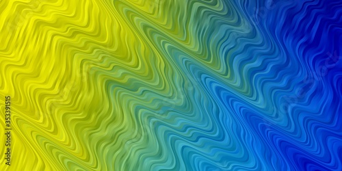 Light Blue, Yellow vector layout with wry lines. Illustration in abstract style with gradient curved.  Best design for your ad, poster, banner.