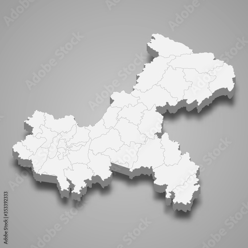 chongqing 3d map province of China Template for your design