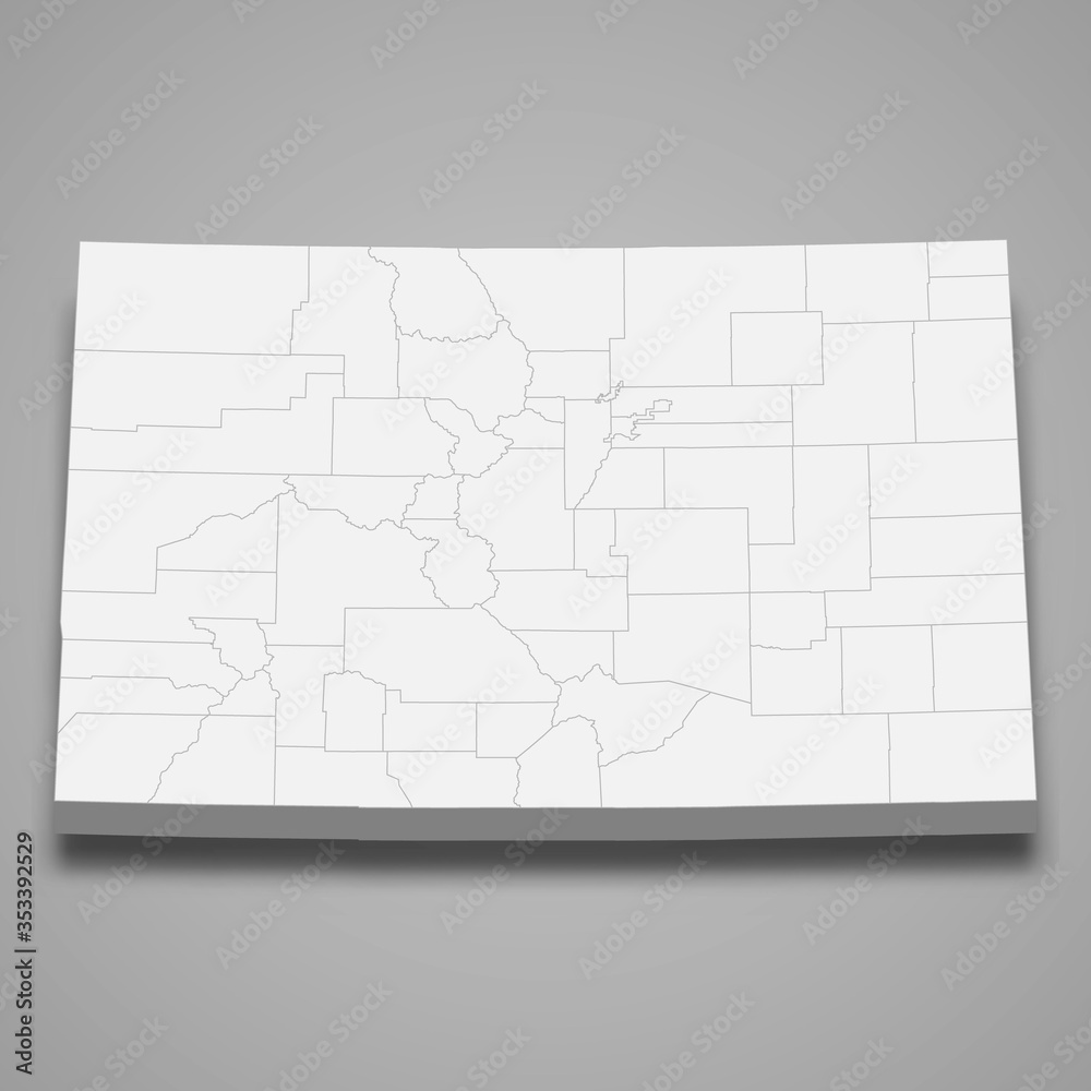 Colorado 3d map state of United States Template for your design Stock