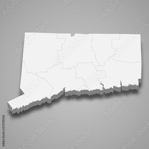 connecticut 3d map state of United States Template for your design