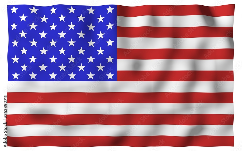 Fototapeta premium Waving flag of the United States of America. Stars and Stripes. State symbol of the USA. 3D illustration