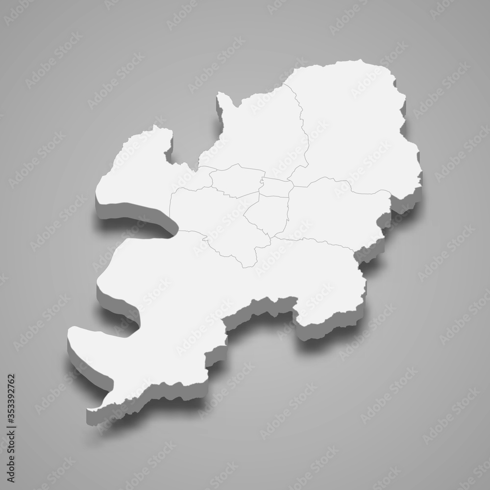 Daegu 3d map region of South Korea Template for your design
