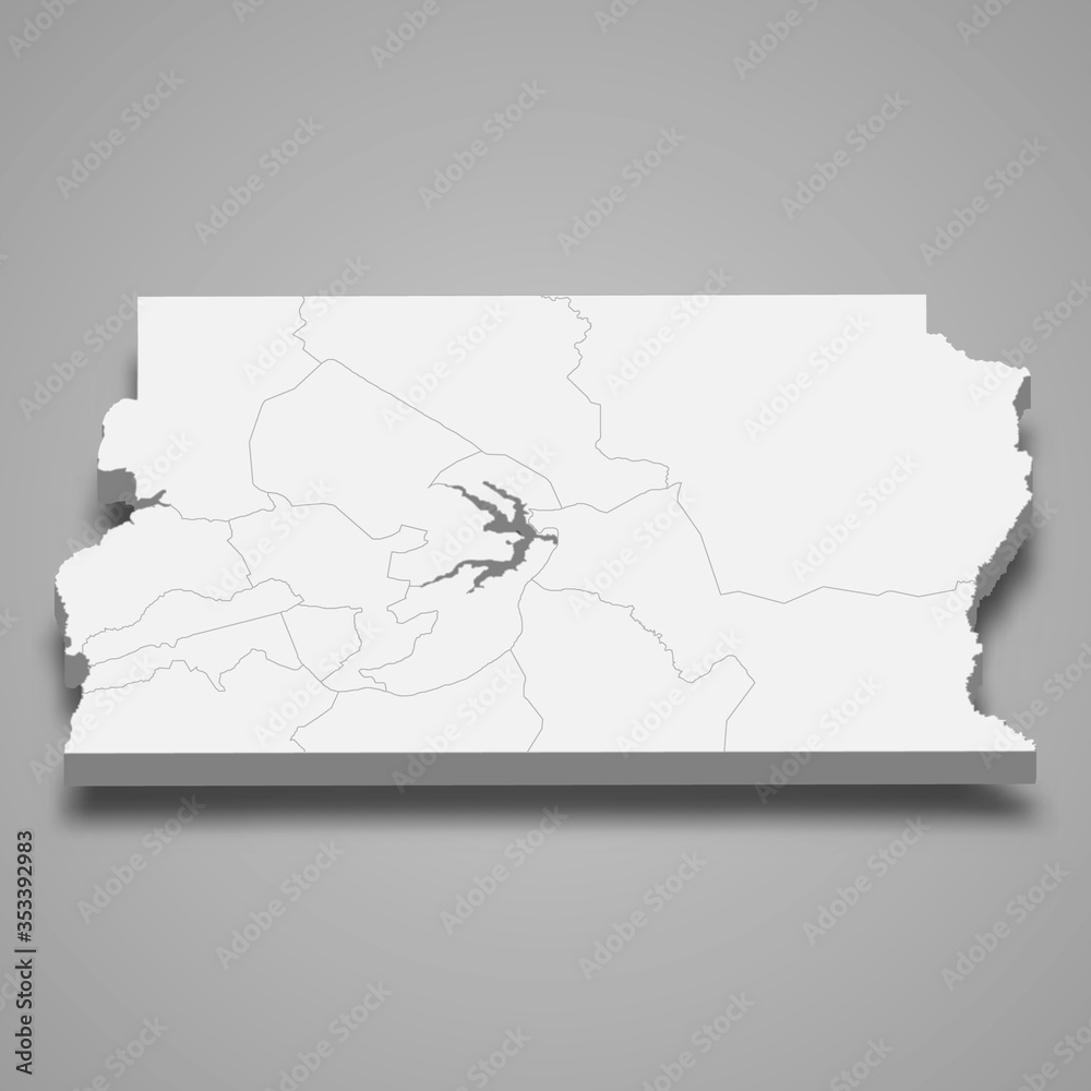 Federal Distrito 3d map state of Brazil Template for your design