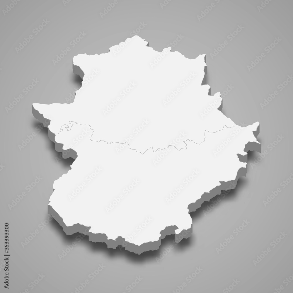 extremadura 3d region of Spain Template for your design