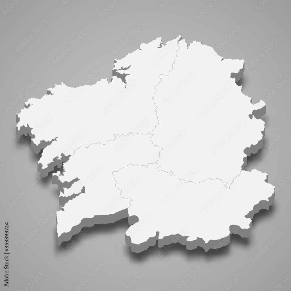 Galicia 3d region of Spain Template for your design