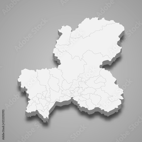 Gifu 3d map prefecture of Japan Template for your design