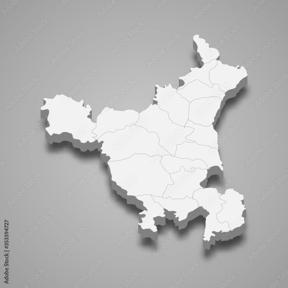 Haryana 3d map state of India Template for your design
