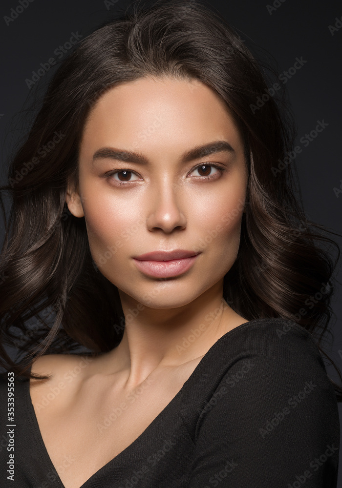 Asian beauty woman face natural makeup head shot Asian beauty woman face natural makeup head shot