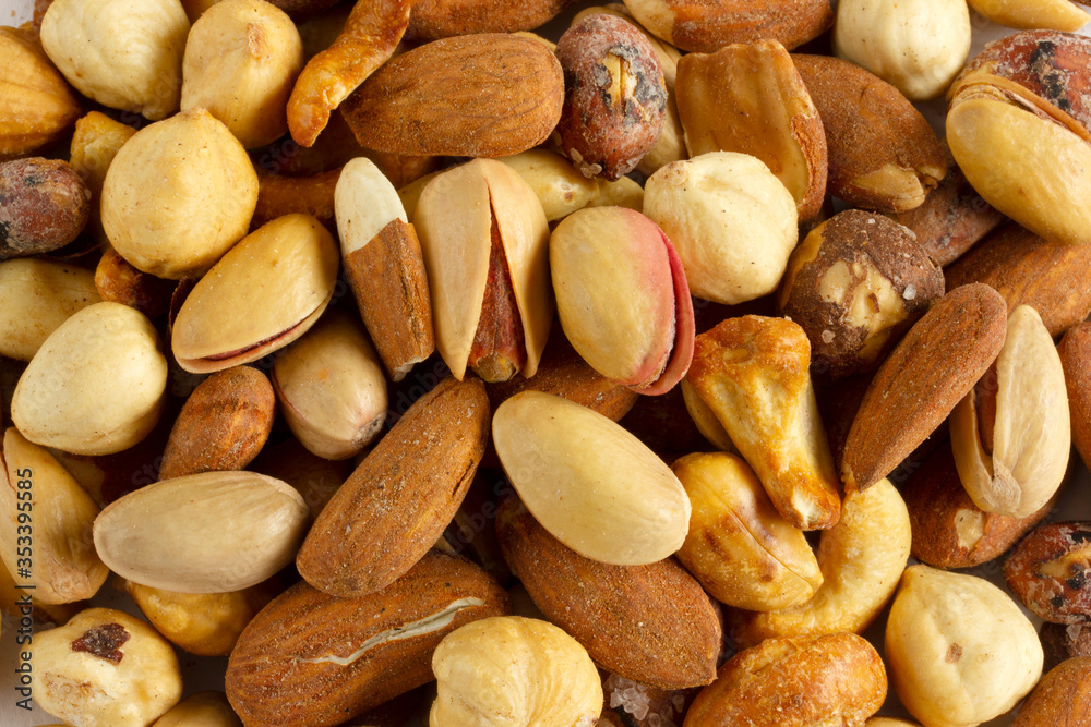 Fototapeta premium Mixed nuts. Edible, raw, organic and vegan.