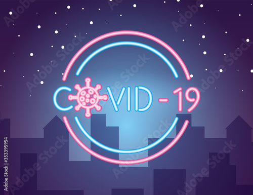 covid19 pandemic neon light style