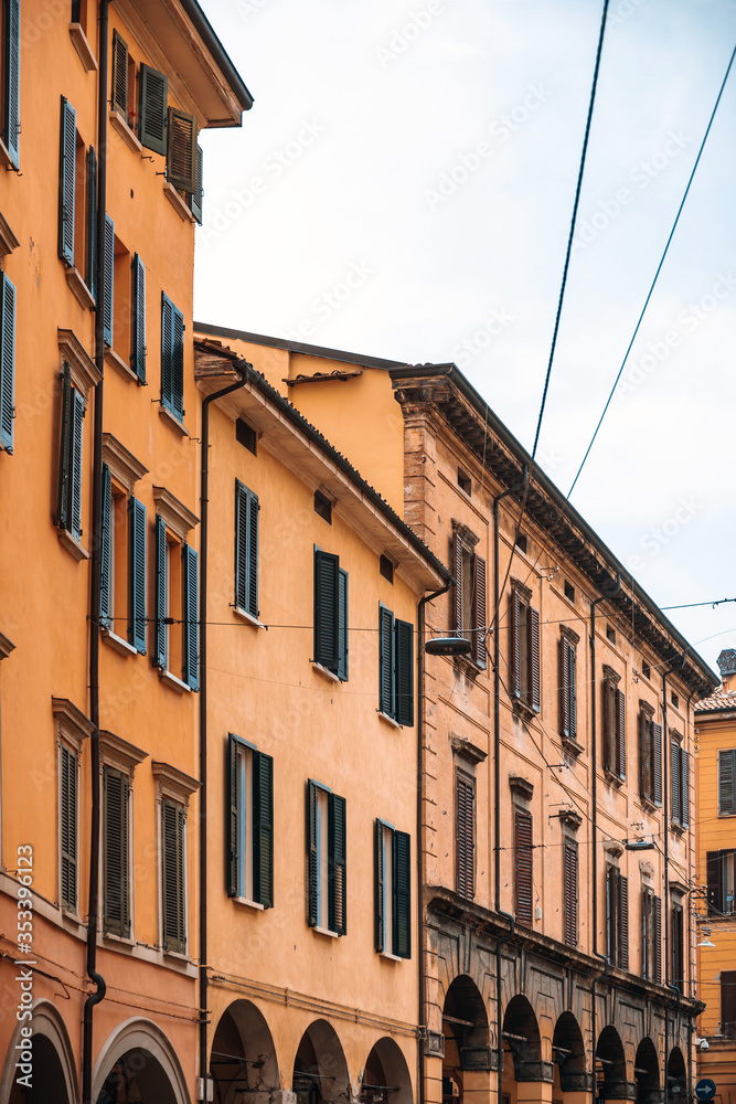 Street view of downtown Bologna, Italy