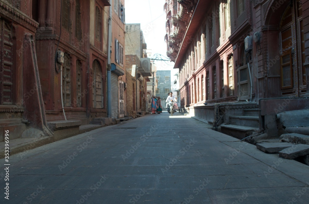 Shaded street  of old Bikaner in India