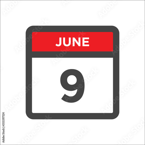 June 9 calendar icon with day of month