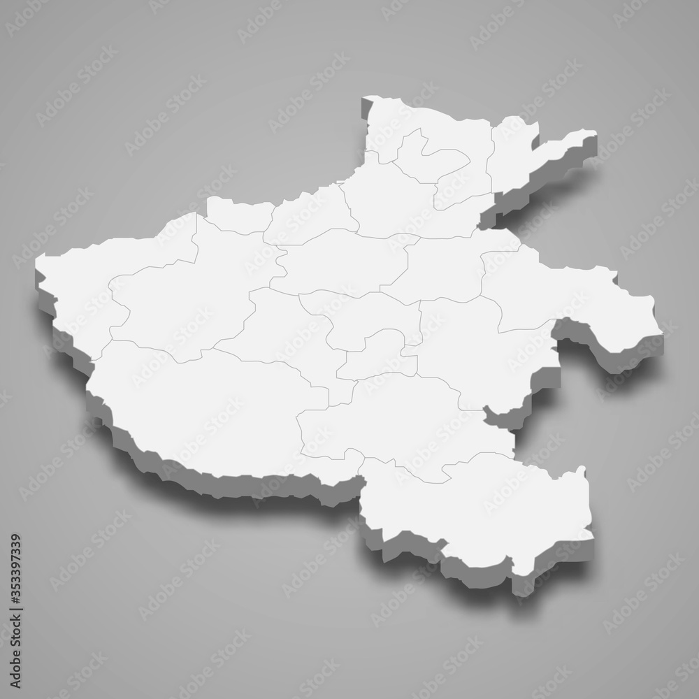 3d map province of China Template for your design