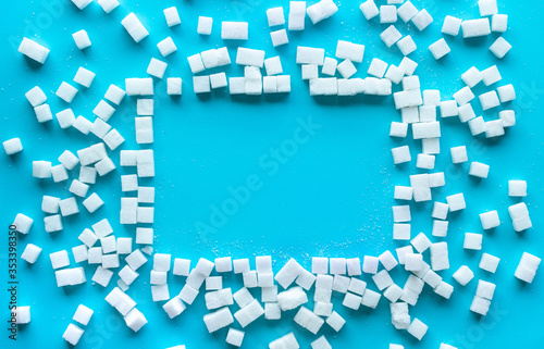 Fototapeta Naklejka Na Ścianę i Meble -  Group of sugar on color background.sweet and healthy concepts.dieting and nutritious.sugar tax