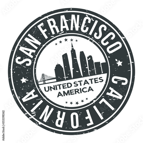 San Francisco California USA Stamp Logo Icon Symbol Design Skyline City.