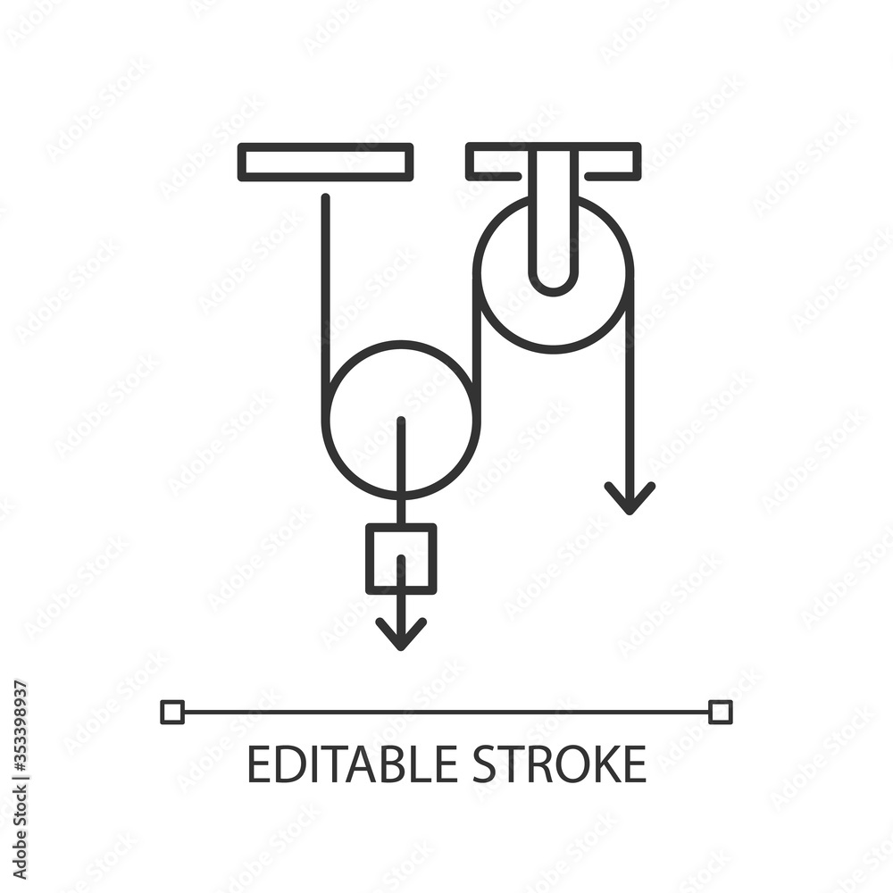 Physics pixel perfect linear icon. Fundamental natural science, mechanics thin line customizable illustration. Contour symbol. Physical experiment. Vector isolated outline drawing. Editable stroke
