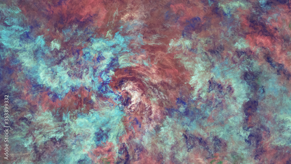 Abstract teal and brown fantastic clouds. Colorful fractal background. Digital art. 3d rendering.