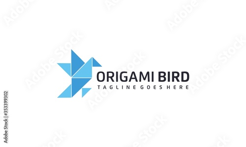 Creative and simple origami bird logo design vector on white background