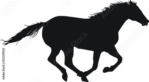 A vector silhouette of a horse running.