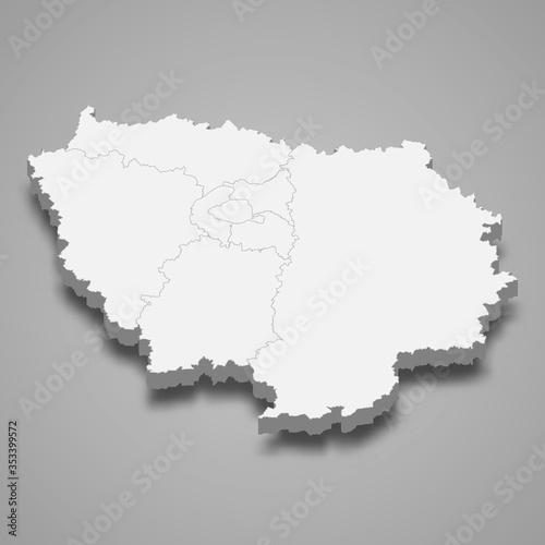 ile-de-france 3d map region of France Template for your design photo