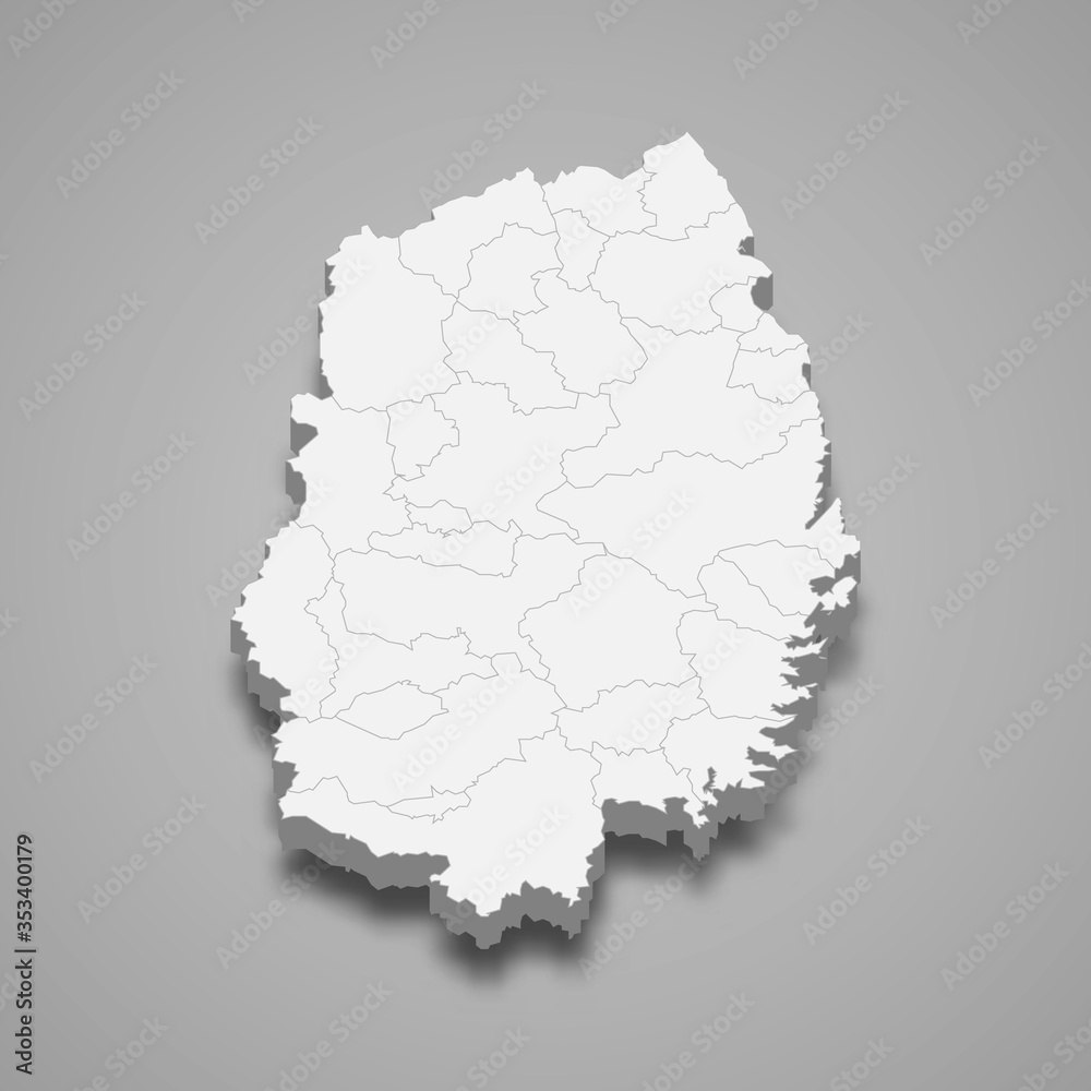 Iwate 3d map prefecture of Japan Template for your design