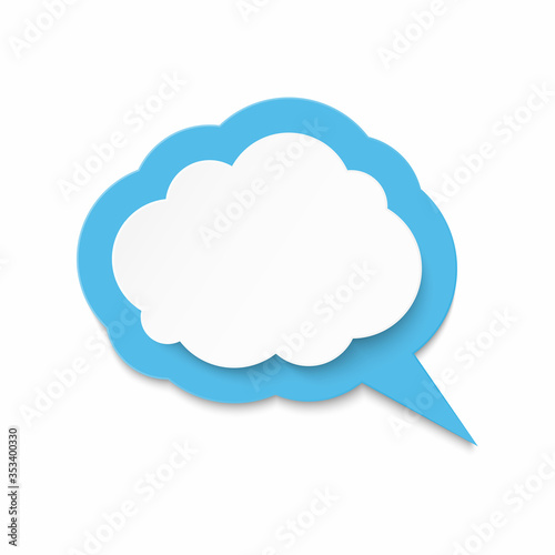 Paper art with cloud. Copy space. Speech Bubble, White blank hanging.