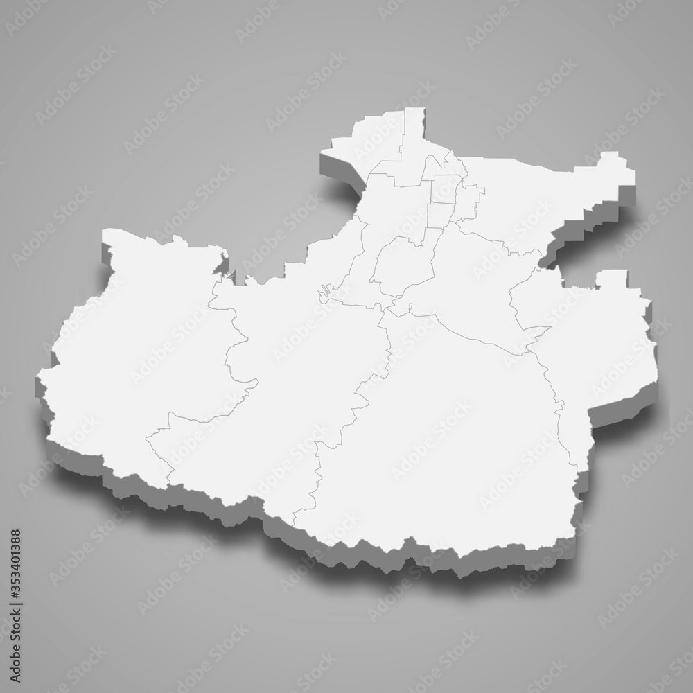 karachay-cherkessia 3d map region of Russia Template for your design