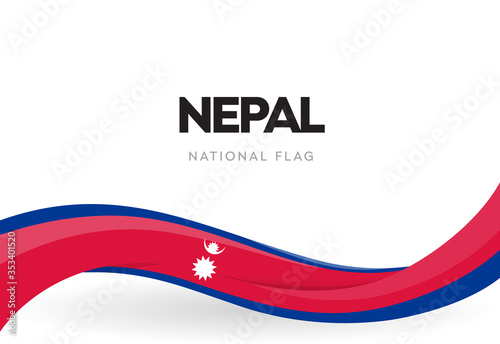 The Federal Democratic Republic of Nepal waving flag banner. Nepali national holiday celebration poster. Patriotic Nepalese ribbon vector illustration.Independence day anniversary.Day of the Republic.