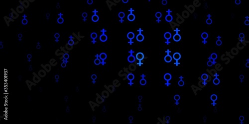 Dark BLUE vector background with occult symbols.