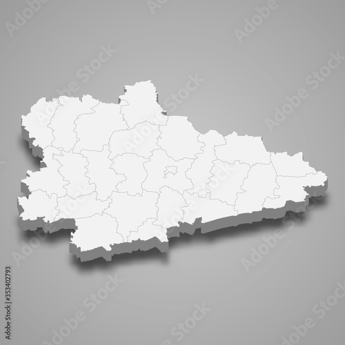 Kurgan Oblast 3d map region of Russia Template for your design