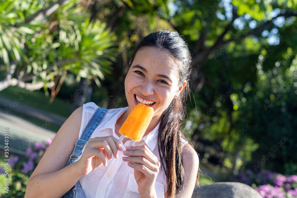 Happy while eat ice cream. Happy while eat ice cream.