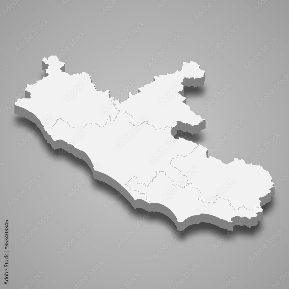 Lazio 3d map region of Italy Template for your design
