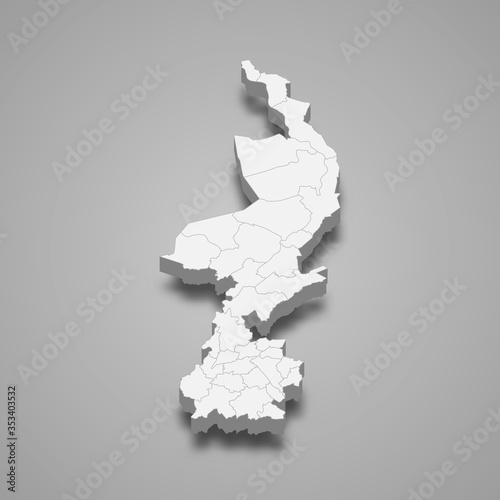 Limburg 3d map province of Netherlands Template for your design