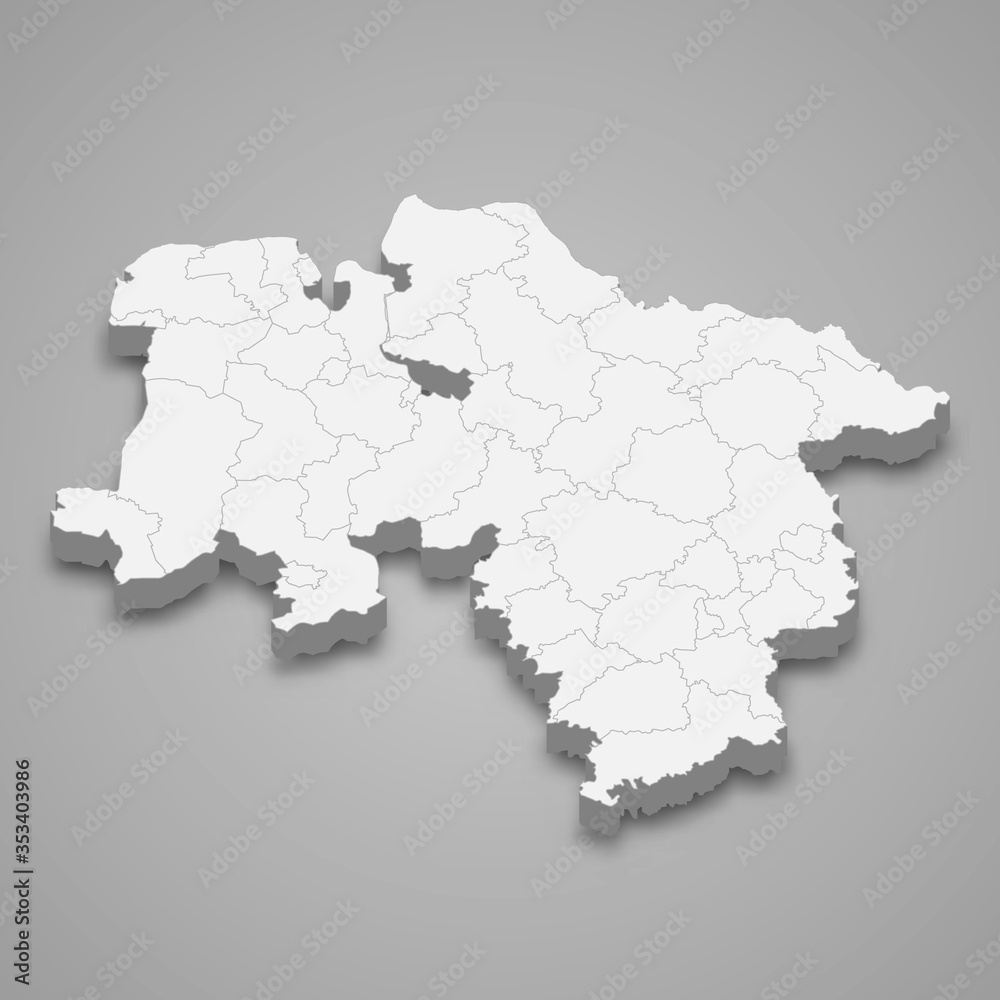lower saxony 3d map state of Germany Template for your design