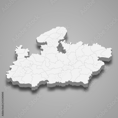 madhya pradesh 3d map state of India Template for your design photo