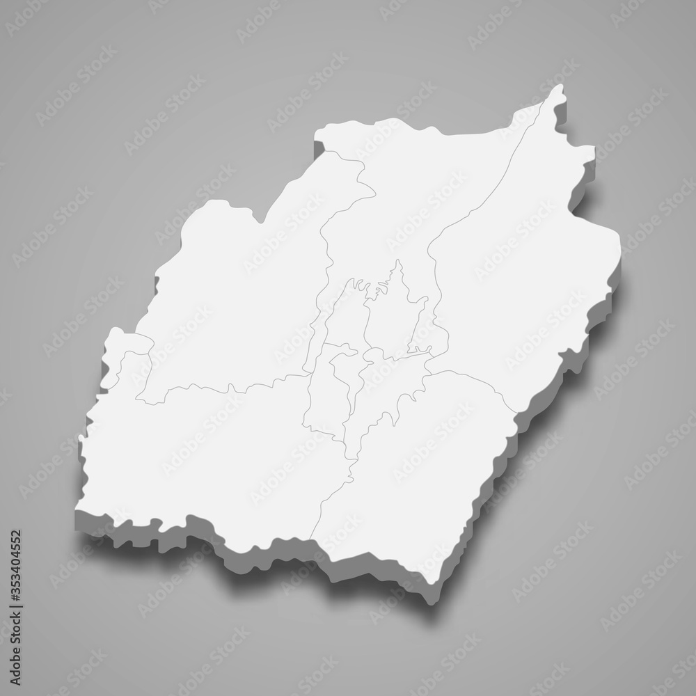 Manipur 3d map state of India Template for your design