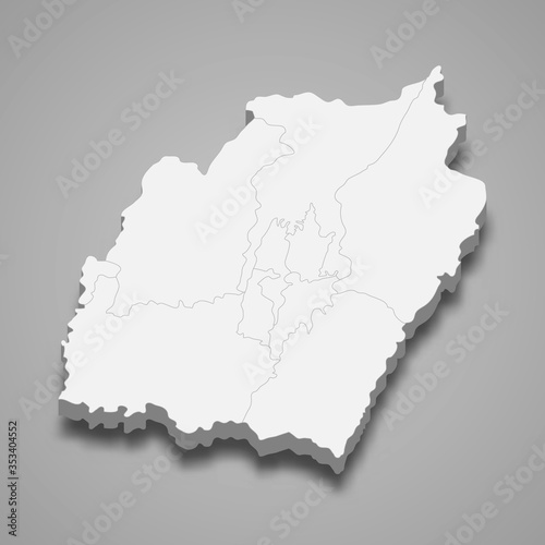 Manipur 3d map state of India Template for your design