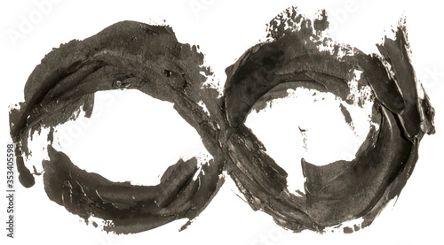 Black oil painting hand drawn infinity symbol loop isolated on white background. Eps10 vector illustration.