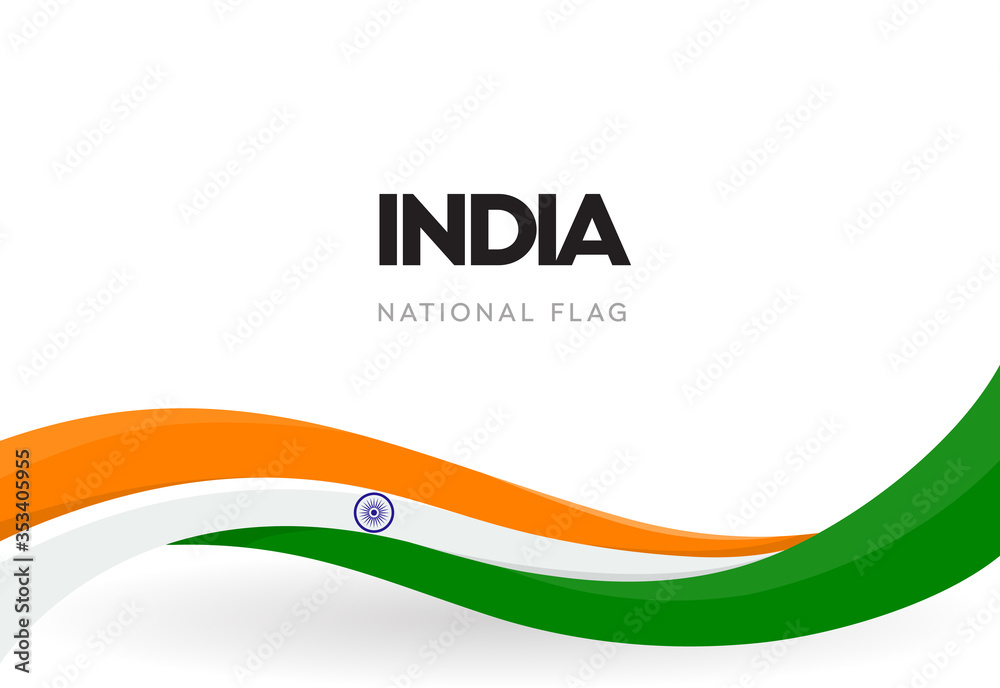 Indian waving flag banner. India independence day poster. The 15th of August annual celebration